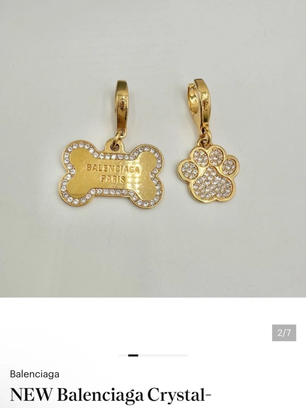 Balenciaga Puppy - Gold Crystal Dog Bone and Paw, New in Box with Dust Bag - Picture 2 of 9